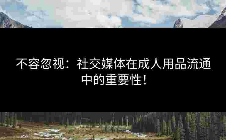 不容忽视：社交媒体在成人用品流通中的重要性！